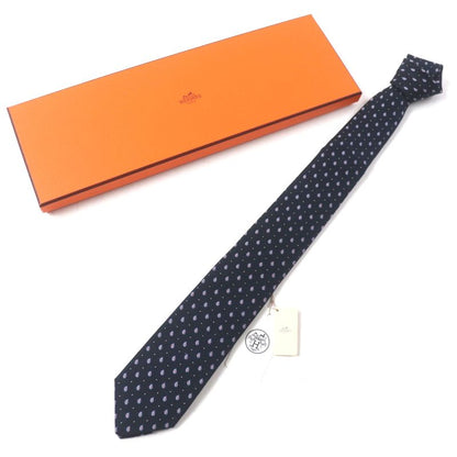  Hermes 2020 349289t 63% Silk Anthracite/ciel/orang Cravat Paisley Dot Tie