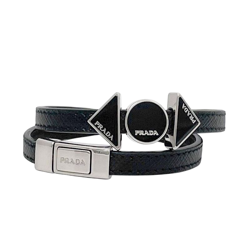 Prada Bracelet Black NERO Excellent Condition M Size Saffiano Leather