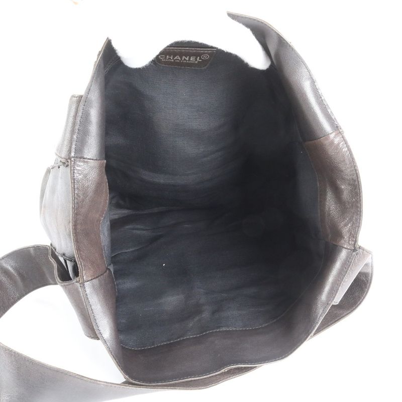 Chanel Chocobar Lambskin Leather Shoulder Bag Shoulder One Shoulder Tote Black