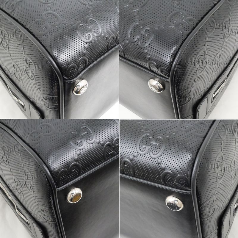 Gucci GG Embossed Boston Bag Black 725282 520981 Leather 2way Shoulder