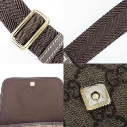 Gucci Shoulder Bag 223666 GG Supreme Canvas Leather Beige Dark Brown Crossbody