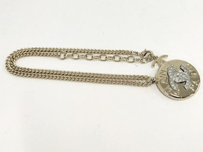 Chanel Necklace Coco Mark Plated Gold Rhinestone B25A