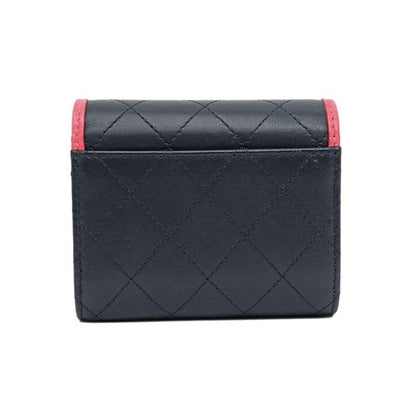 Chanel Trifold Wallet Matelasse Bicolor - Navy - Pink Lambskin Wallet