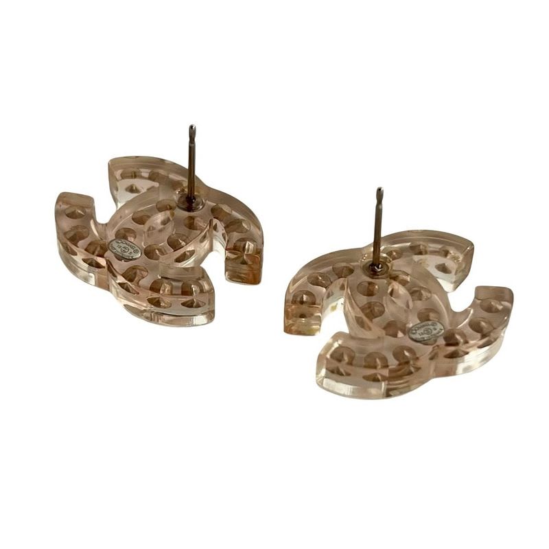 Chanel Coco Mark Plastic Rhinestone Earrings 18S