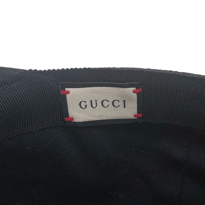 Gucci Cap Hat Sherry Line GG Canvas Black XL 60cm (23.62in)
