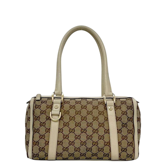 Gucci Mini Boston Bag Beige White Abby 130942 Excellent Condition