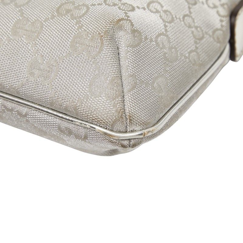 Gucci GG Canvas Sherry Line Crossbody Shoulder Bag 189749 Silver Canvas Leather