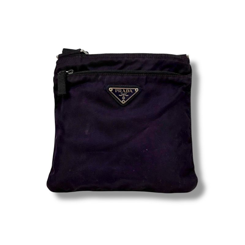 Prada Mini Shoulder Bag Pochette Triangle Logo Purple Tessuto Nylon