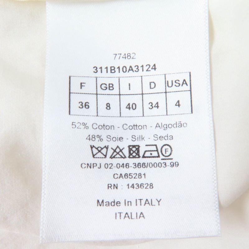 Christian DIOR 311b10a3124 Cotton Silk Off Shoulder Smock Top Ivory 40 Made In