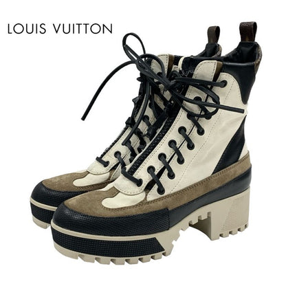 Louis Vuitton Laurie Line Monogram Boots Short Boots Shoes Suede Leather Off