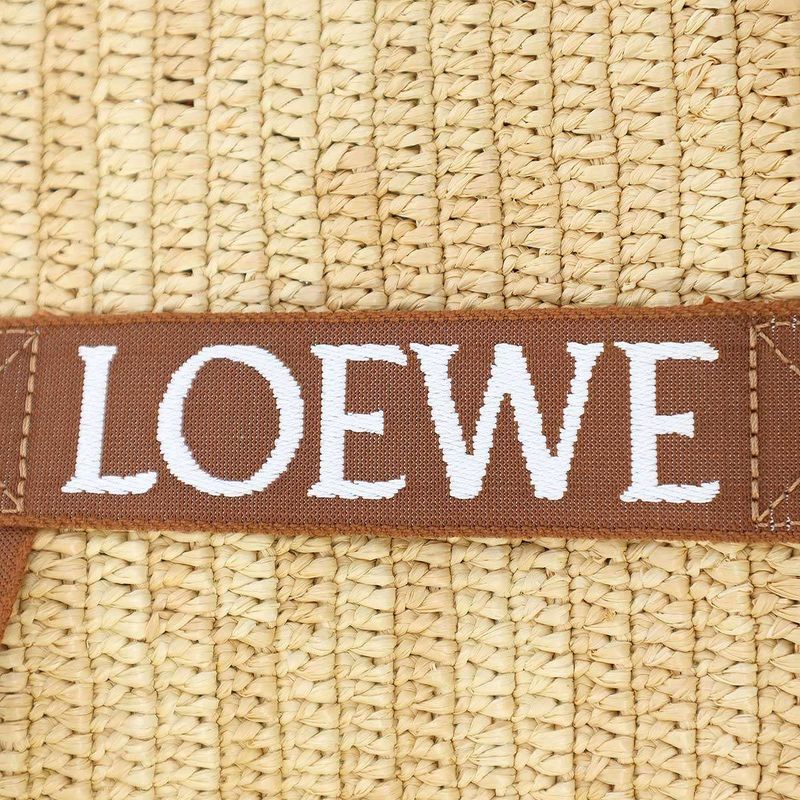 Loewe Fold Shopper Raffia Tote Bag Beige