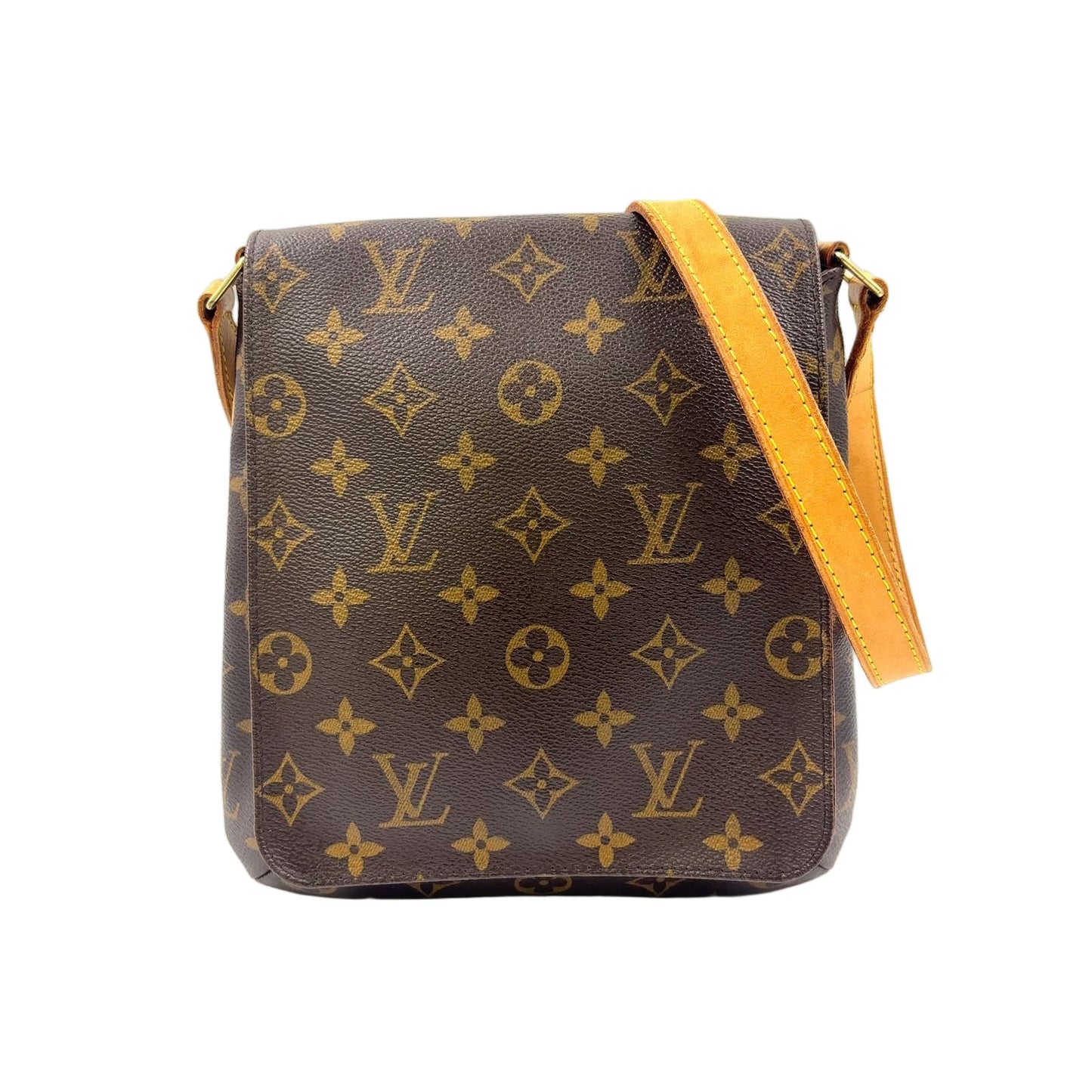 Louis Vuitton Musette Salsa Long Strap Monogram Leather Brown Shoulder Bag Gold