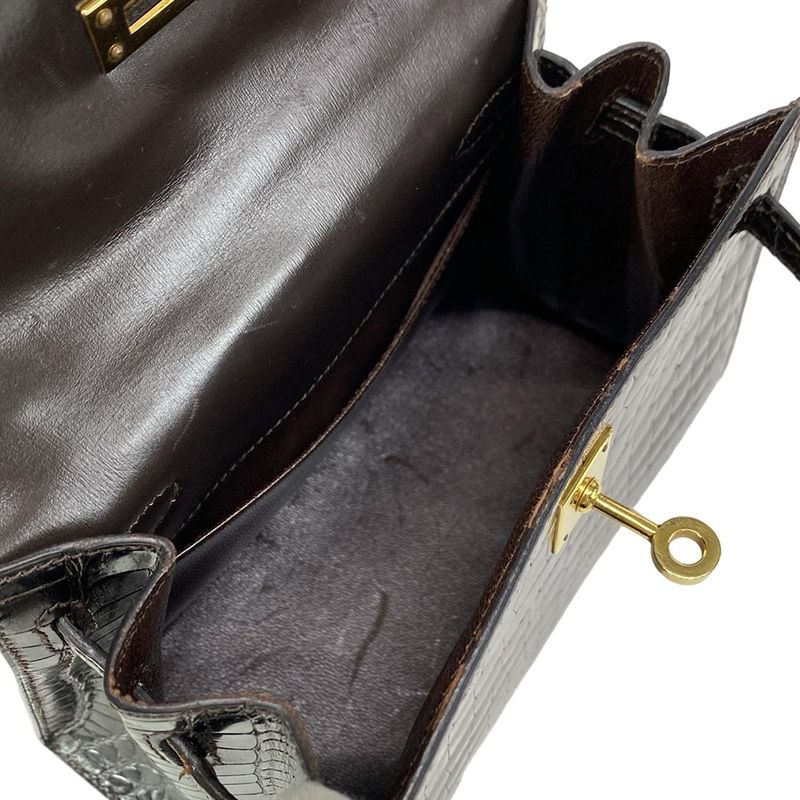 Hermes Shoulder Bag Mini Kelly Dark Brown Outer Stitching/gold Hardware