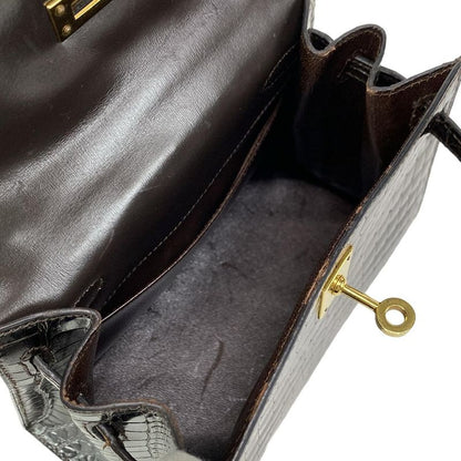 Hermes Shoulder Bag Mini Kelly Dark Brown Outer Stitching/gold Hardware