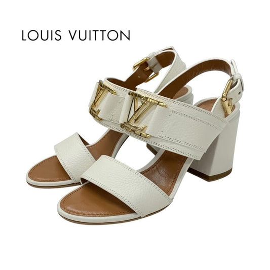 Louis Vuitton Horizon Line Sandals Shoes Leather White Gold Lvhardware Strap