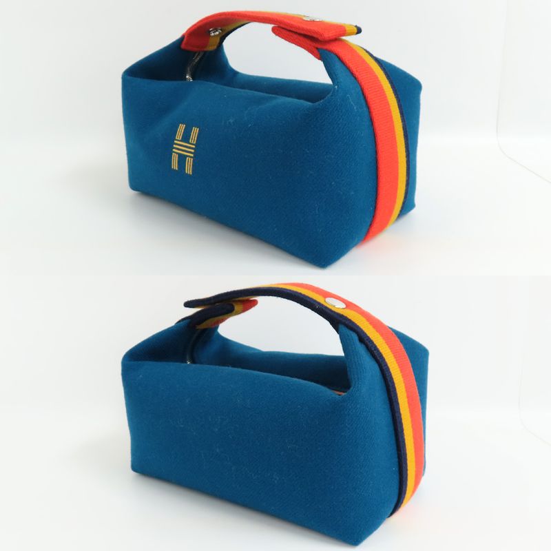 Hermes Brid A Black PM Cabas -le Bleu-paon Svhardware Wool Pouch