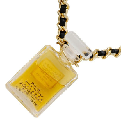 Chanel Parfum Bottle Allure Gold Plated And Leather Ladies 32.2g Necklace