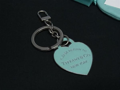 Tiffany & Co Return To Tiffany & Co Inlaid Leather Key Holder Charm Silver