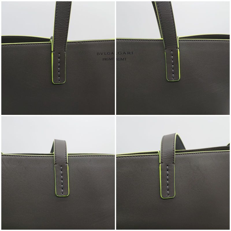 Bulgari X Fragment Collaboration Tote Bag Gray Neon Yellow Storage Bag
