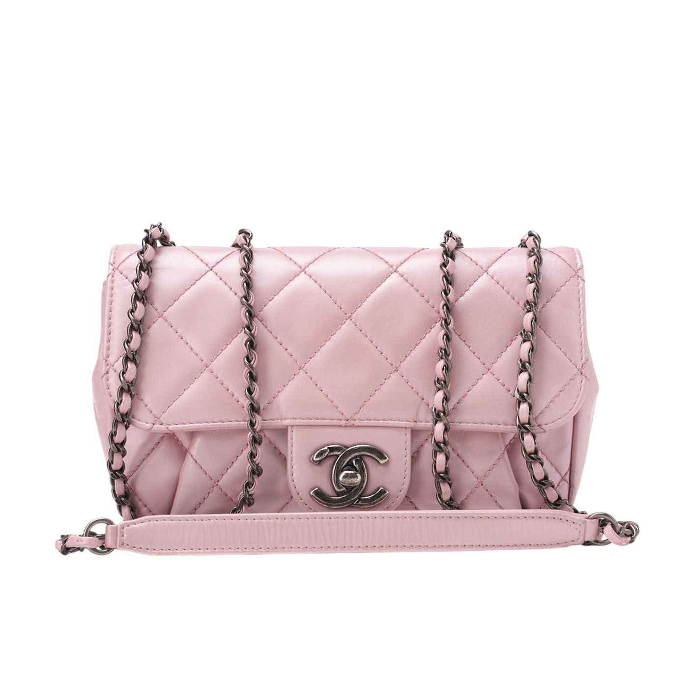 Chanel Chain Shoulder Bag Matelasse Vintage Calf Mini Pink Silver Hardware