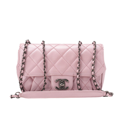 Chanel Chain Shoulder Bag Matelasse Vintage Calf Mini Pink Silver Hardware