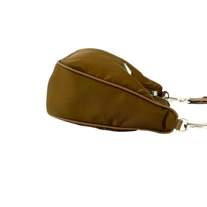 Prada Triangle Logo Hardware Nylon Saffiano Leather 2-Way Chain Semi One