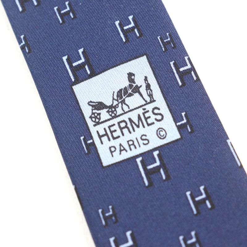 Hermes 5183 IA Cravate 100% Silk H Motif All Over Tie Navy With Box Made In