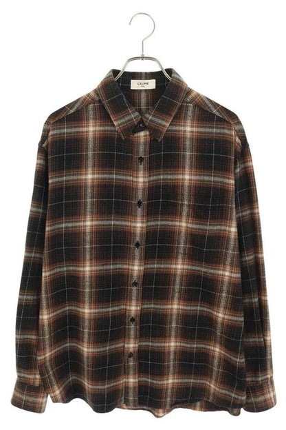 Celine 2c486821s Oversized Checked Long Sleeve Shirt Men's 38