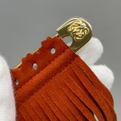 Loewe Brooch Orange Gold Excellent Condition Suede GP Used Loewe
