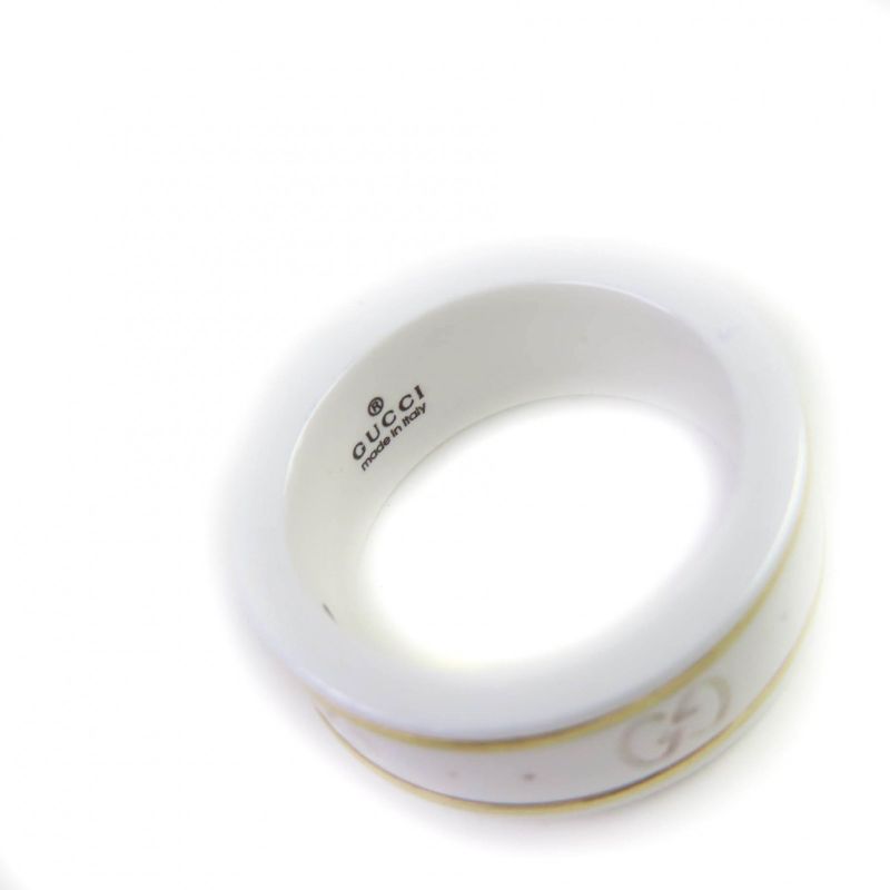 Gucci Ceramic 18K Iconic Ring Ggring Ring White Gold Size Equivalent To Approx
