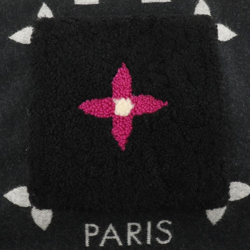 Louis Vuitton Echarpe Cold Reykjavik Mouton Teddy M76567 Cashmere Black Al0230