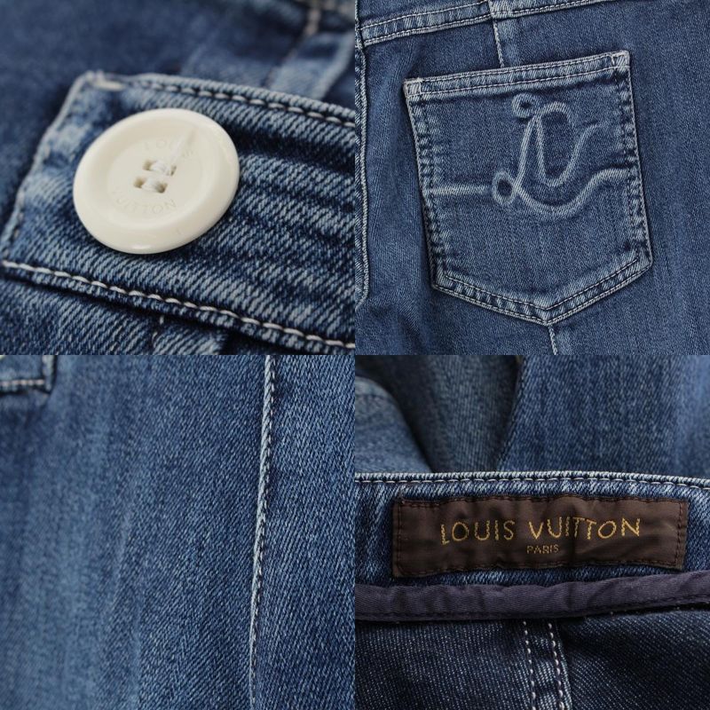 Louis Vuitton Side Zip Design Stretch Denim Pants Bottoms Blue 38