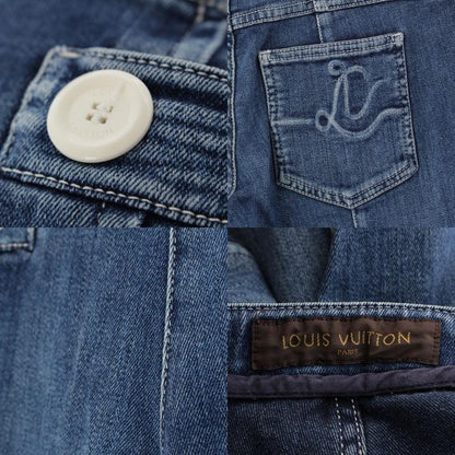 Louis Vuitton Side Zip Design Stretch Denim Pants Bottoms Blue 38