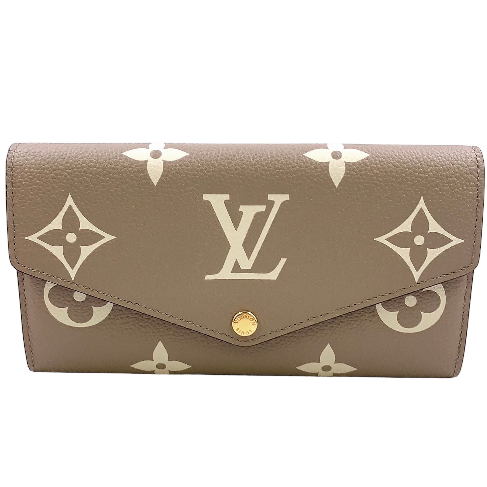 Louis Vuitton Portefeuille Sarah Monogram Empreinte Leather Beige White Bifold