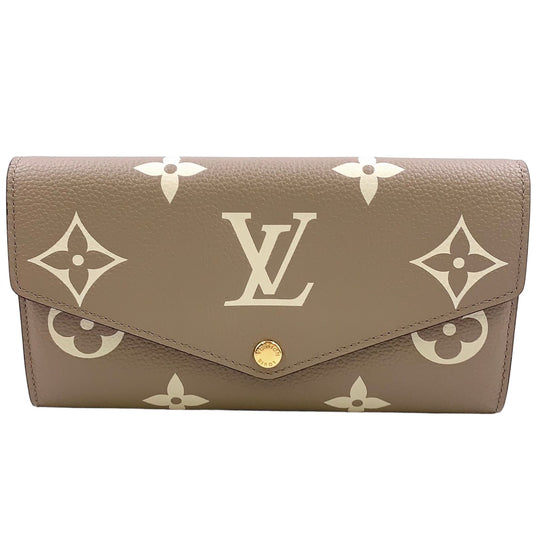 Louis Vuitton Portefeuille Sarah Monogram Empreinte Leather Beige White Bifold