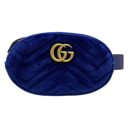 Gucci GG Marmont Waist Pouch 476434 Blue Leather
