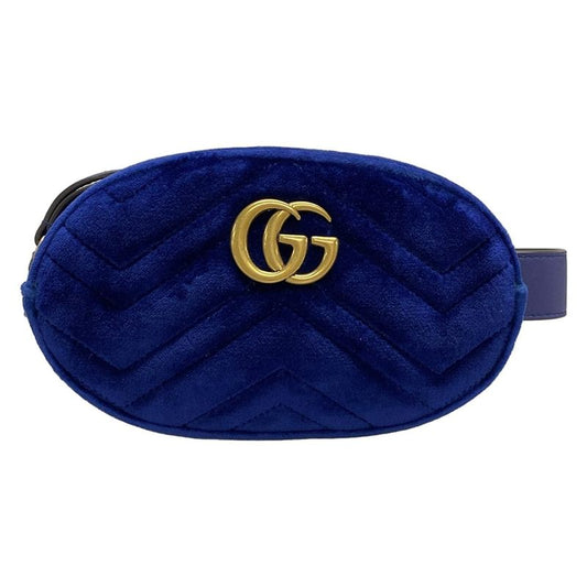 Gucci GG Marmont Waist Pouch 476434 Blue Leather