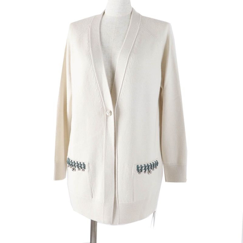 Hermes 22AW 2h2704dn 100% Wool Silk Long Length Knitted Cardigan With Bell