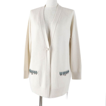 Hermes 22AW 2h2704dn 100% Wool Silk Long Length Knitted Cardigan With Bell