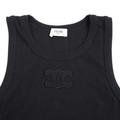 Celine 25ss Triomphe Ribbed Tank Top 2x45n0v19.38no Black XS