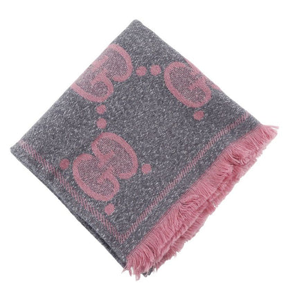 Gucci GG Jacquard Scarf 598993 Wool And Nylon Gray Women's Stole