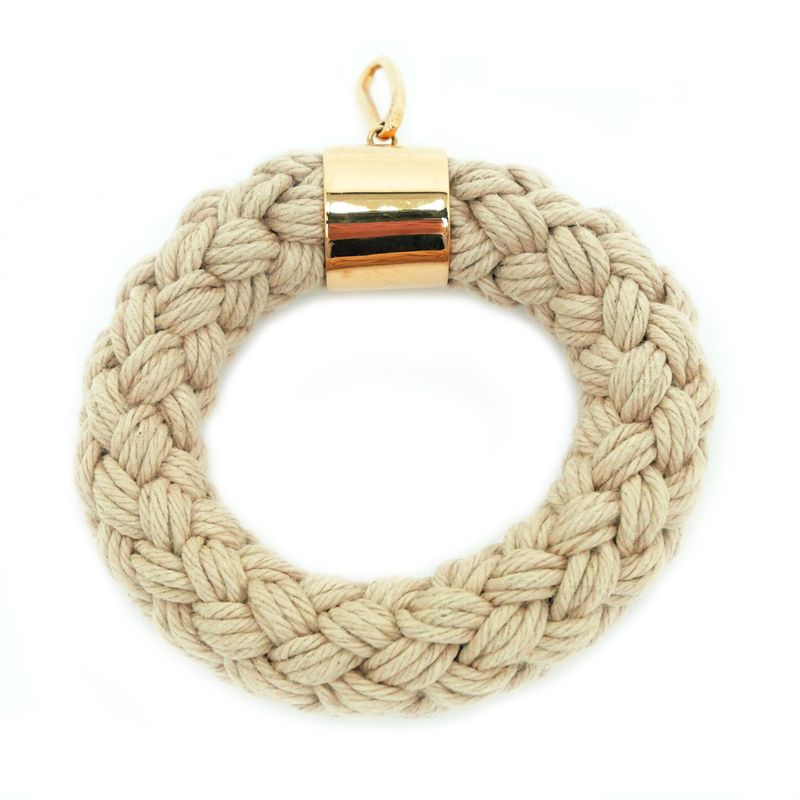Celine Pendant Top Scrunchie Beige Gold Hardware Plated Accessory-