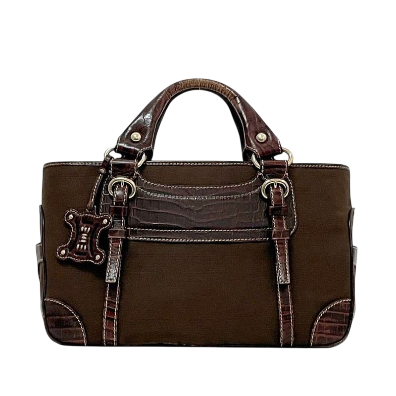Celine Handbag Boogie Bag Brown Excellent Condition Leather Jacquard