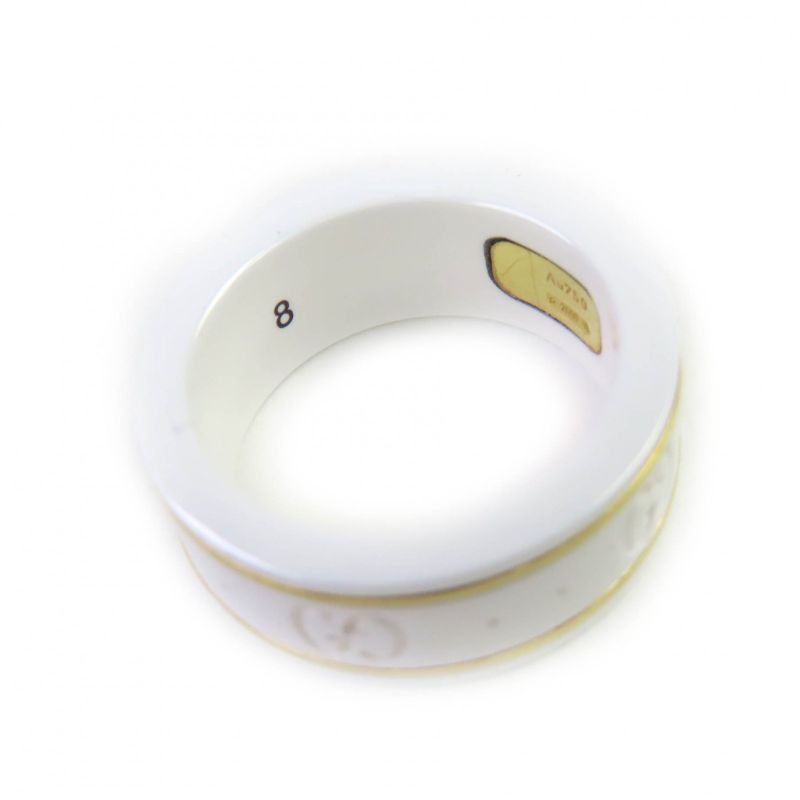 Gucci Ceramic 18K Iconic Ring Ggring Ring White Gold Size Equivalent To Approx