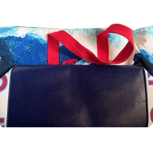CHANEL Surf Line Tote Bag XL High Summer Large Canvas Shoulder Bag