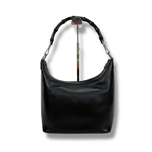 Gucci Bamboo One Shoulder Bag Black Leather Hobo Soho Shoulder
