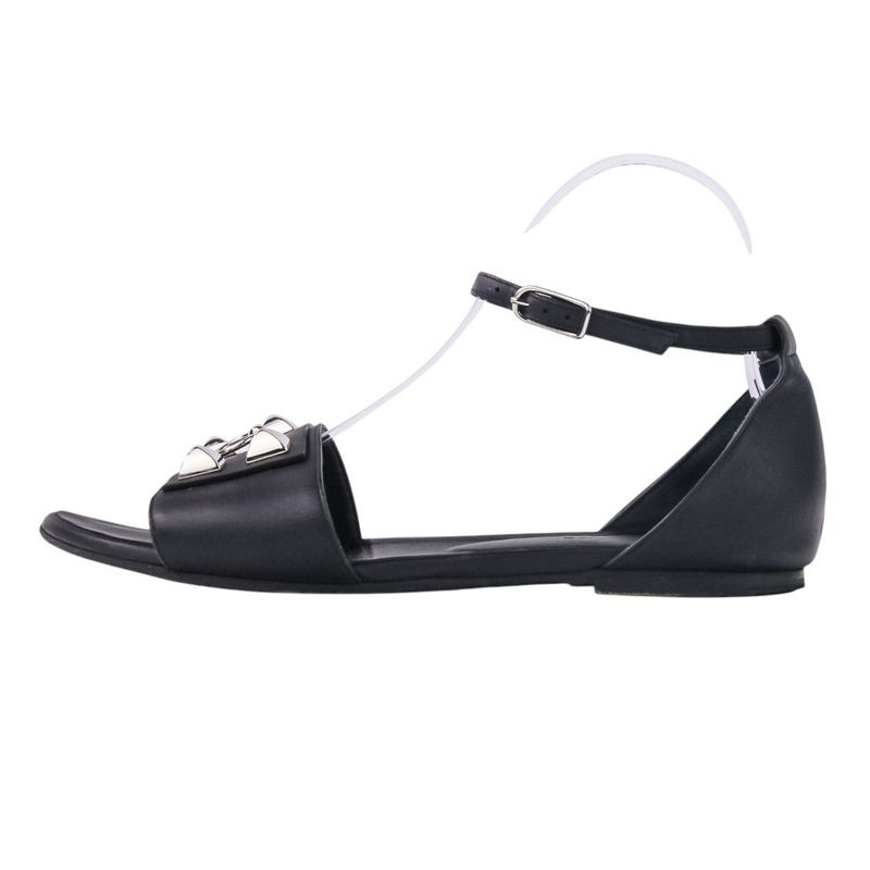 Hermes Desiree Corrie de Chien Ankle Strap Flat Sandals Size 38 About 24.5cm