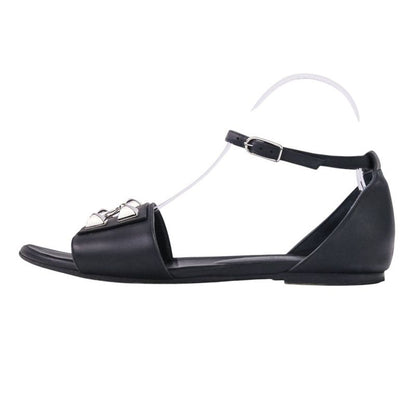 Hermes Desiree Corrie de Chien Ankle Strap Flat Sandals Size 38 About 24.5cm