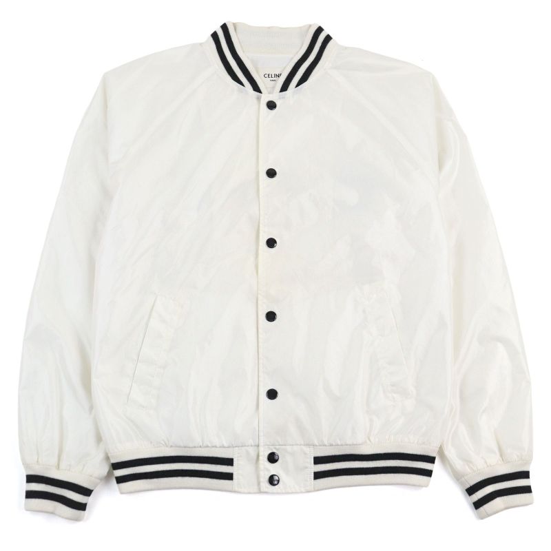 Celine 2w365495m Back Logo Bicolor Nylon Jacket Teddy Blouson White Black 44