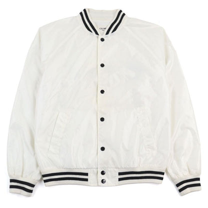Celine 2w365495m Back Logo Bicolor Nylon Jacket Teddy Blouson White Black 44